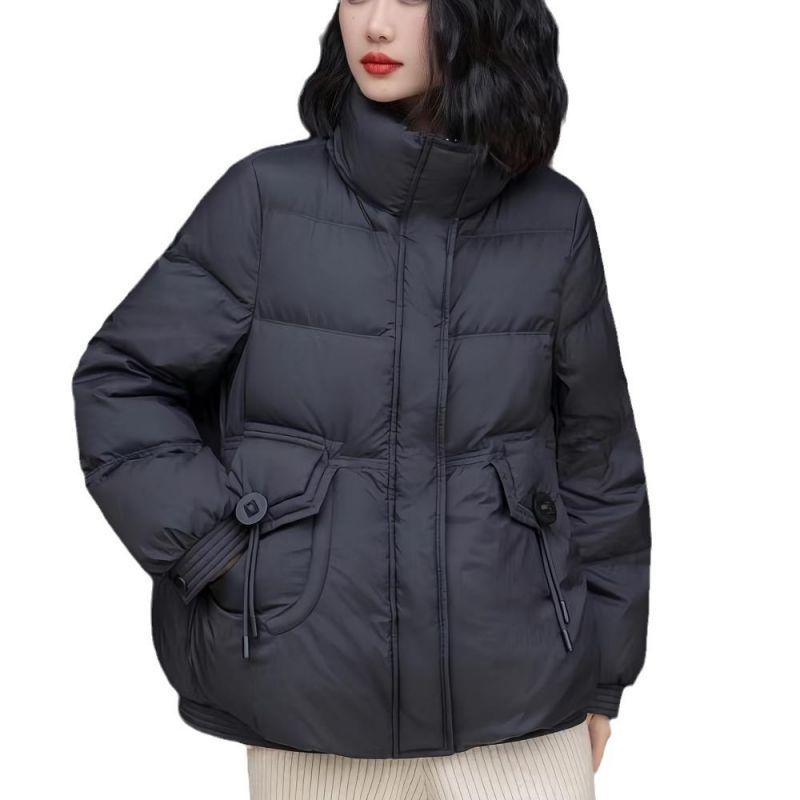 Короткий пуховик с двойным покрытием, женский, зима 2025, новый, свободный, высококлассный, в зарубежном стиле, куртка из пуха белой утки