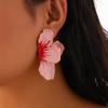 Sweet Dripping Oil Metal Pink Flower Earrings for Women Fashion 3D Folding Floral Stud Earring Ear Hooks Jewelry Accessories