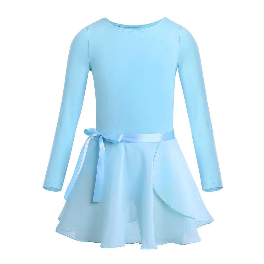 Girls Ballet Tutu Bodysuit Dance Class Costumes Gymnastics Leotard with Tied Skirt Set Stage Dance Class Outfits