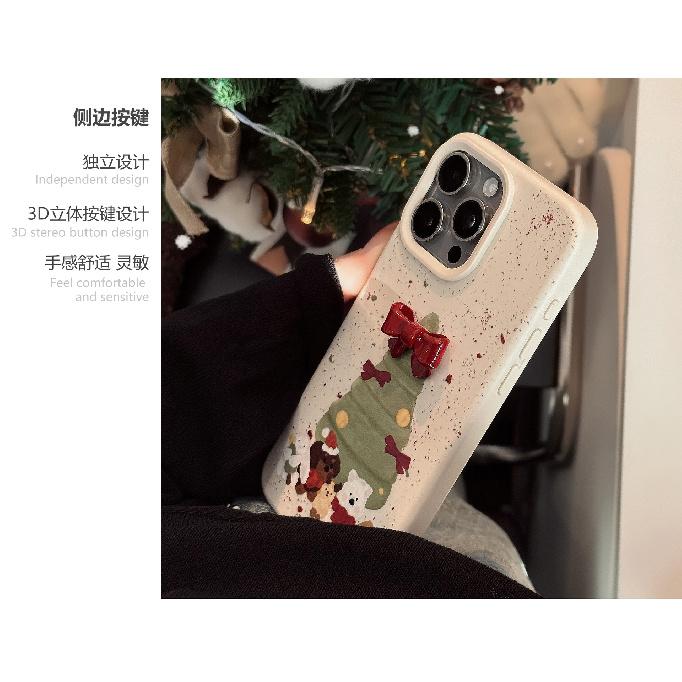 Suitable for three-dimensional bows iphone16iPhone Case17Christmas Tree Cartoon15Anti-Fall14promax Soft
