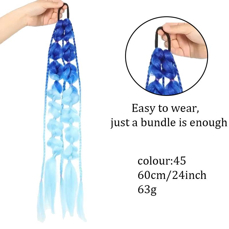 Y2K Style Gradient Bow Bubble Braided Ponytail Women's High-temperature Synthetic Ponytail Suitable for Various Occasions