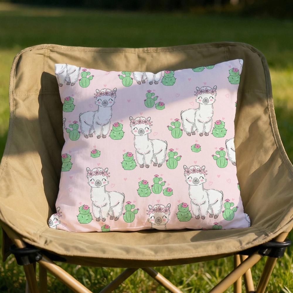 Cartoon Llama Pattern Cushion Cover Soft Reversible Durable Pillow Cover MultiScene Use for Home Car Daily Comfort