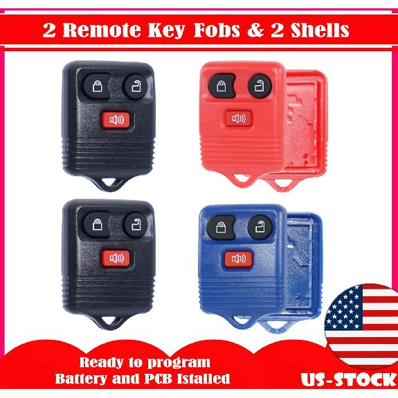 2 Key fob & 2 Shells Keyless Entry Remote Control Replacement Fits for Ford F150 F250 Explorer Expedition Escape Ranger E150 Edge Fusion 1998-2016
