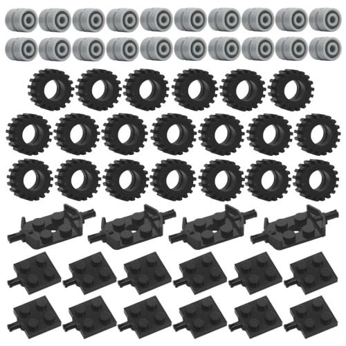 Tire Wheel and Axle Set - 56 Pieces Brick Accessories Basic Classic Building Blocks Toys, Car Truck Wheel Parts