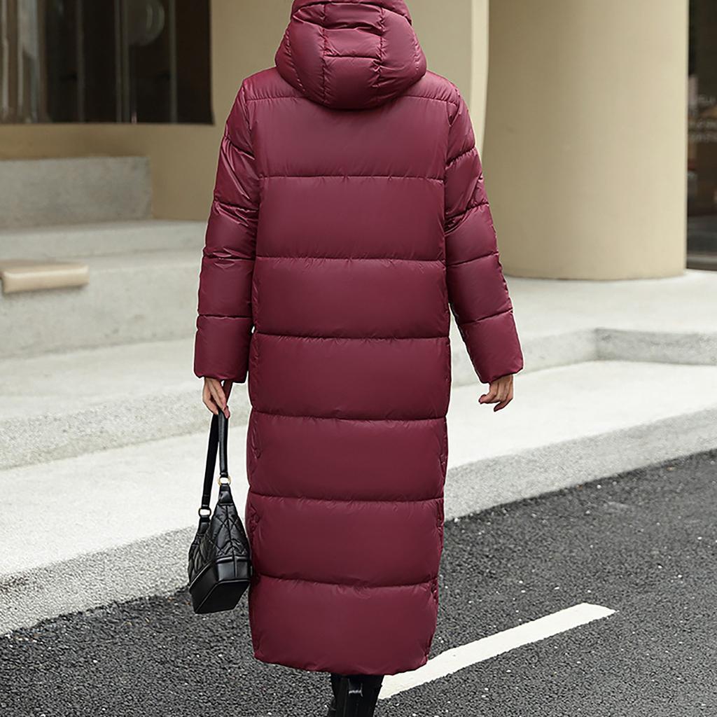 Женская модная повседневная однотонная хлопковая куртка с капюшоном средней длины и длинными рукавами на молнии и пуговицах