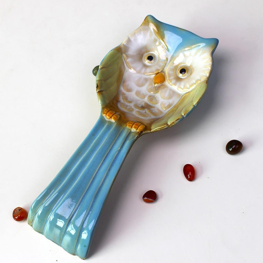 Керамическая подставка для ложки в виде совы, элегантная подставка для ложки в виде совы, держатель для кухонных принадлежностей, подставка для лопаты, подставка для ложки для чистой столешницы