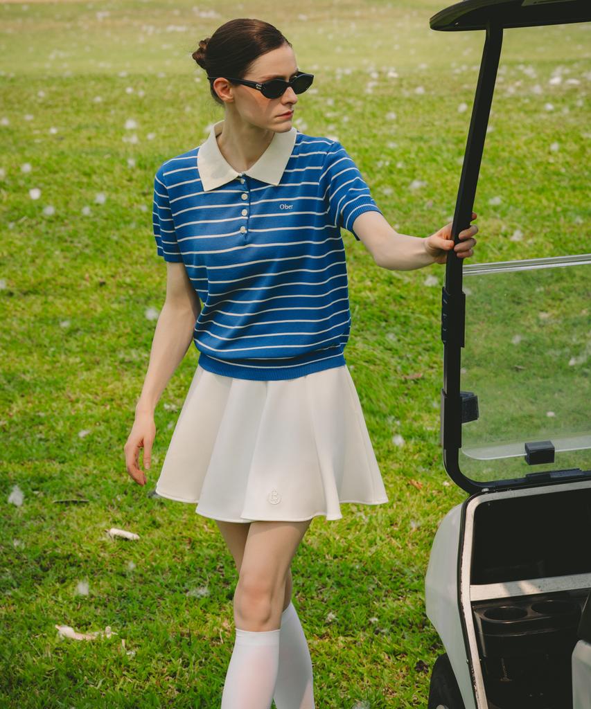 OBER GOLF Летний полосатый вязаный поло (черный)