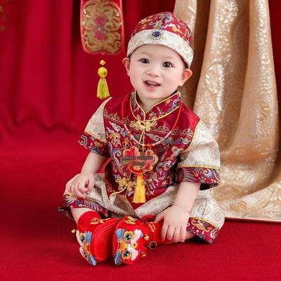 Летний детский костюм Тан для мальчика на день рождения с короной для церемонии Чжоу