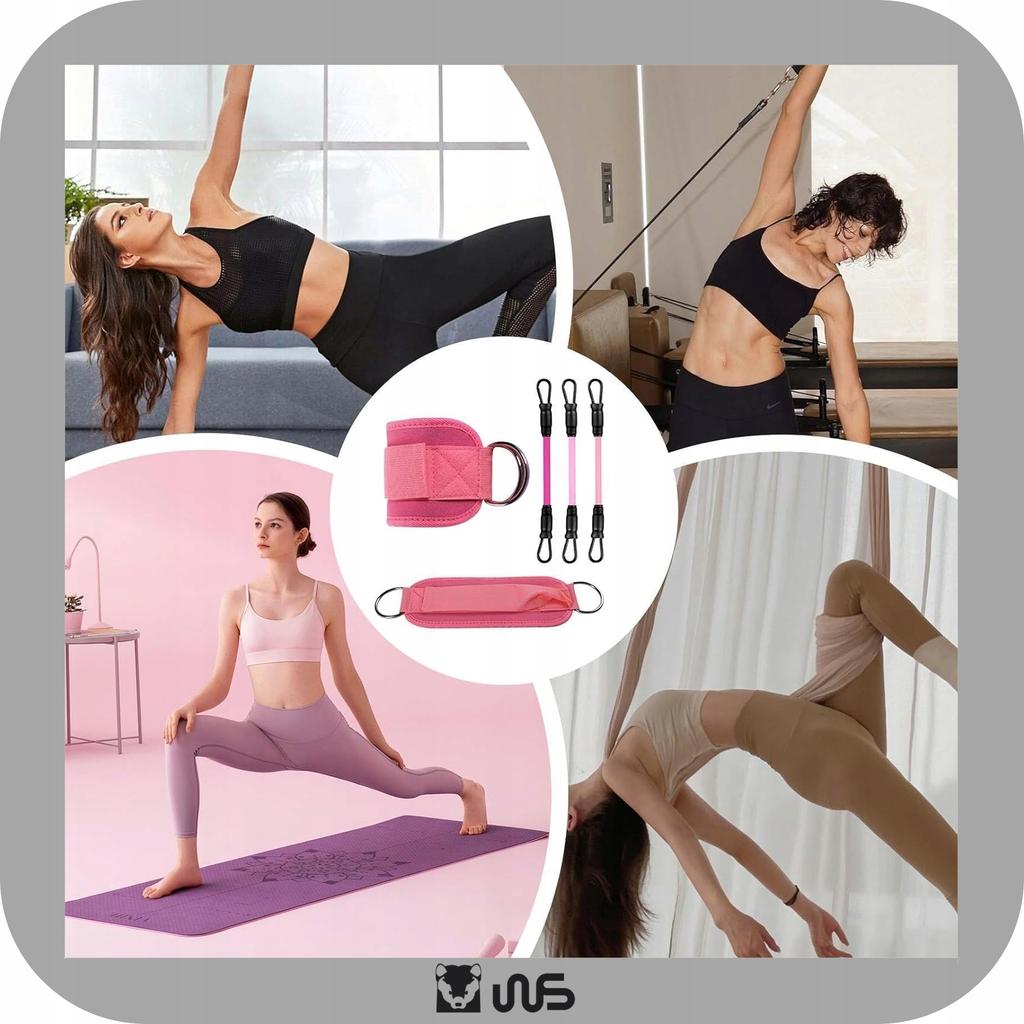 Training Bands Ankle Grips for Pulling Gym Legs Pink 2 pcs