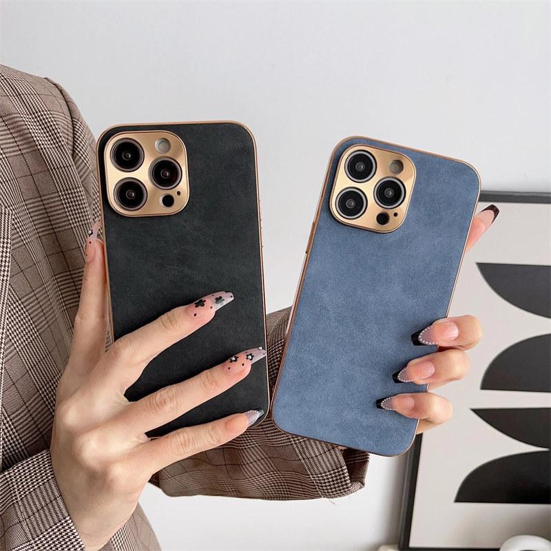 Кожаный чехол для телефона Iphone 13 12 14 15 Pro Max с гальваническим покрытием, корпус из овечьей кожи для Huawei Mate 40 50 60 Pro Samsung S22 23 24 Ultra Plus