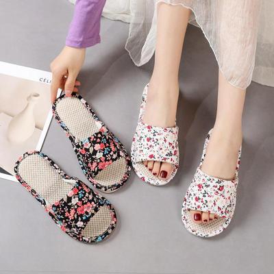 Сандалии для пар из хлопка и льна для дома: Нескользящая, толстая подошва, дезодорант, бесшумный деревянный пол, для мужчин и женщин летом