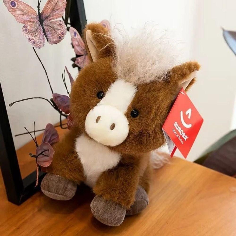 Fluffy Simulation Stuffered Pony Doll PP Cotton Long Hair Horse Stuffed Doll  Birthday Parties