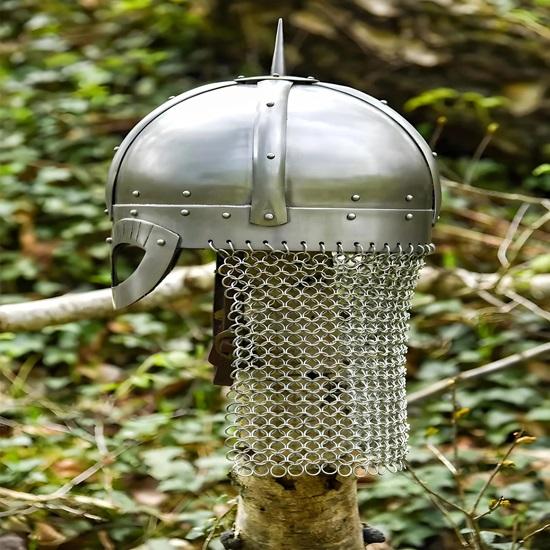 Viking Helmet with Chainmail Warrior Helmet, Medieval Armor Replica, LARP Reenactment, Cosplay Collectible Gift