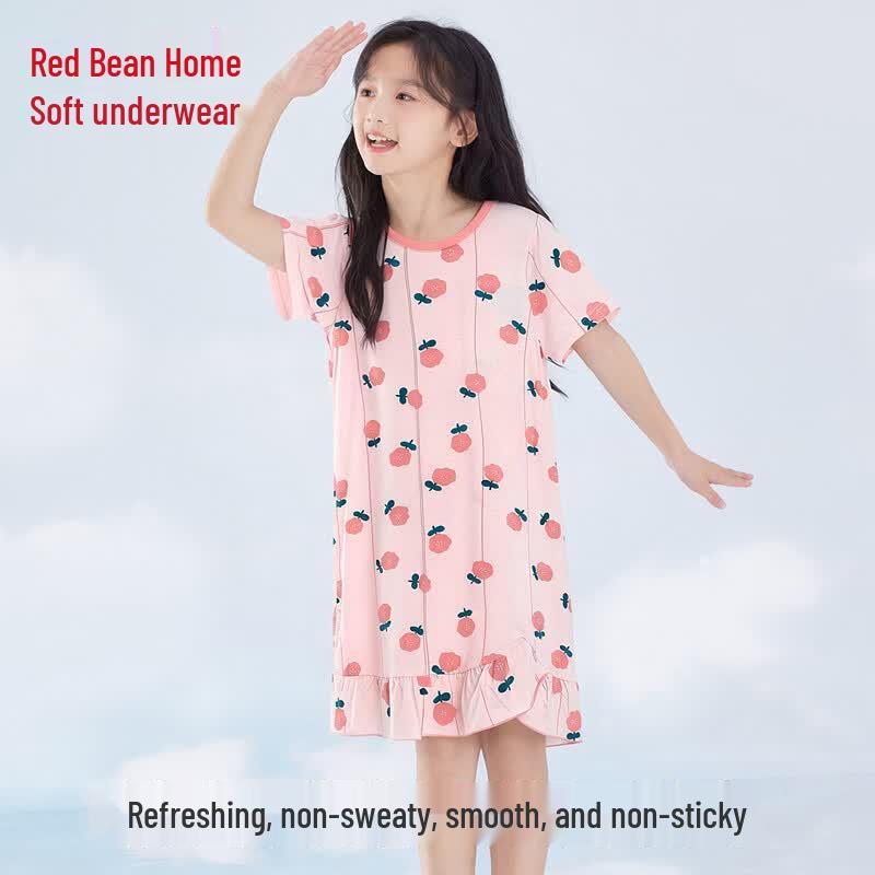 Hodohome Girls' Modal Cool-Touch Short-Sleeve Nightdress