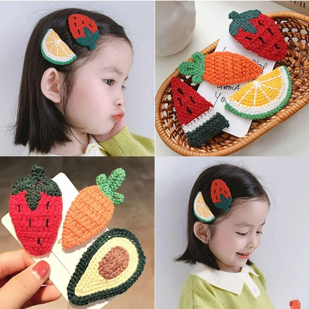 Knitted Plush Cartoon Fruit Hairclips Colourful Kids Hair Accessories Children's Hair Clip