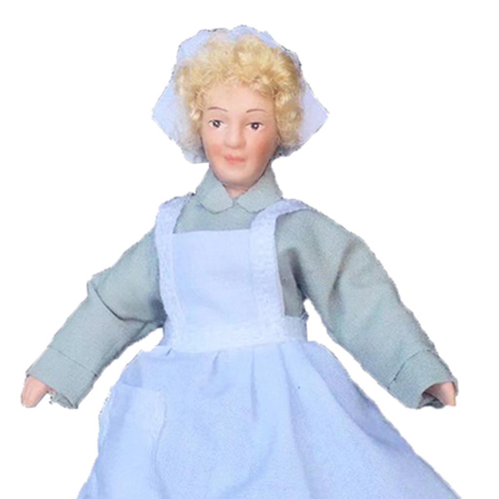 1:12 Кукольный домик, миниатюрные фарфоровые куклы, модель, маленькая красивая викторианская служанка, леди, медсестра, помощница для девочек и мальчиков