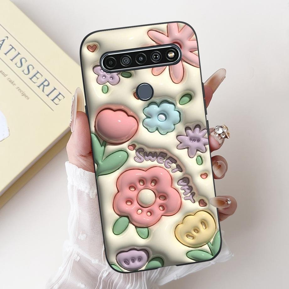 Для LG K41s K51s K52 Q52 K61 Q61 K62 K22 2020 Чехол для телефона Задняя крышка Мягкий матовый силикон Тонкий Fundas Милый Панда Кролик Цветок
