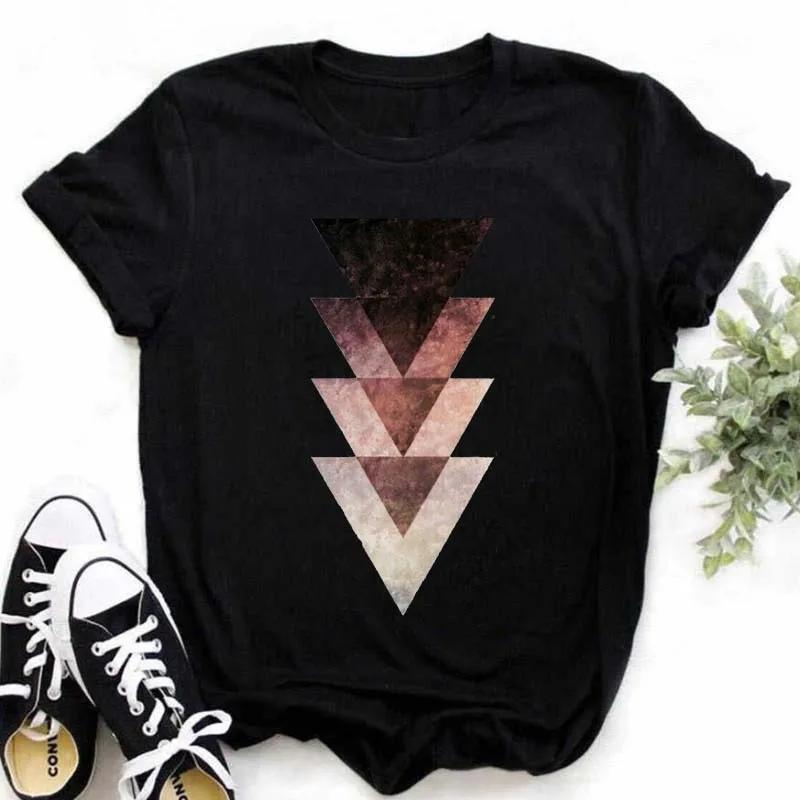 Maycaur 90s Mujaer Clothing Information T-shirt with Geometric Love Print Printed T-shirt for Women's Top