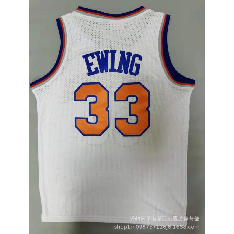 Embroidered New York Knicks Basketball Jersey 33 Ewing Mens Athletic Wear Fall Winter