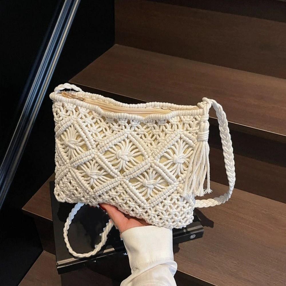 Korean Style Weave Shoulder Bag Women Tassel Ladies Underarm Bag Office Worker