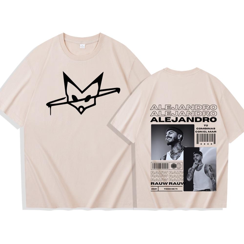 Rauw Alejandro Coca Nuestra TShirts Harajuku Hip Hop ONeck Short Sleeve Shirts