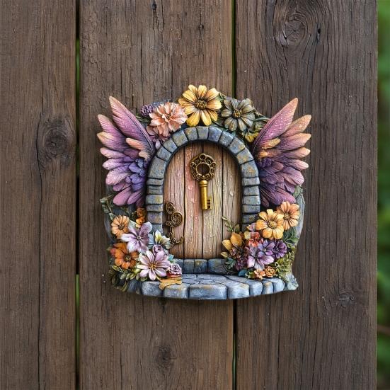 6 шт. Сказочная дверь для деревьев, уличная, деревянная миниатюрная сказочная садовая калитка, скульптура для двора, аксессуары для домика гнома, украшения для ствола дерева