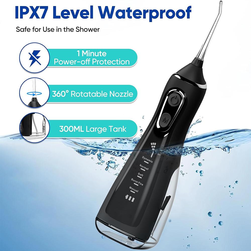 НОВЫЙ ирригатор для полости рта, скалер для зубов, 5-скоростная регулировка, ирригатор, портативный стоматологический ирригатор, 300 мл, водонепроницаемый очиститель зубов IPX7