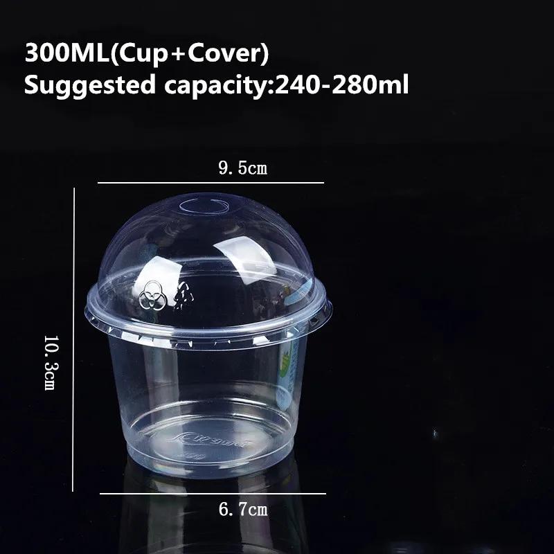50pcs Dessert Cups with Lids 250ML/300ML Plastic Pudding Cups for Ice-Cream Mousse Picnic Party Packing - Set of 50