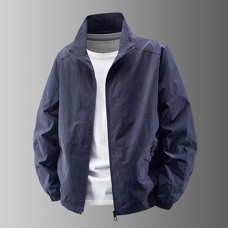 Men S Casual Outdoor Jacket Stand Collar Thin Quick Dry Long Sleeve