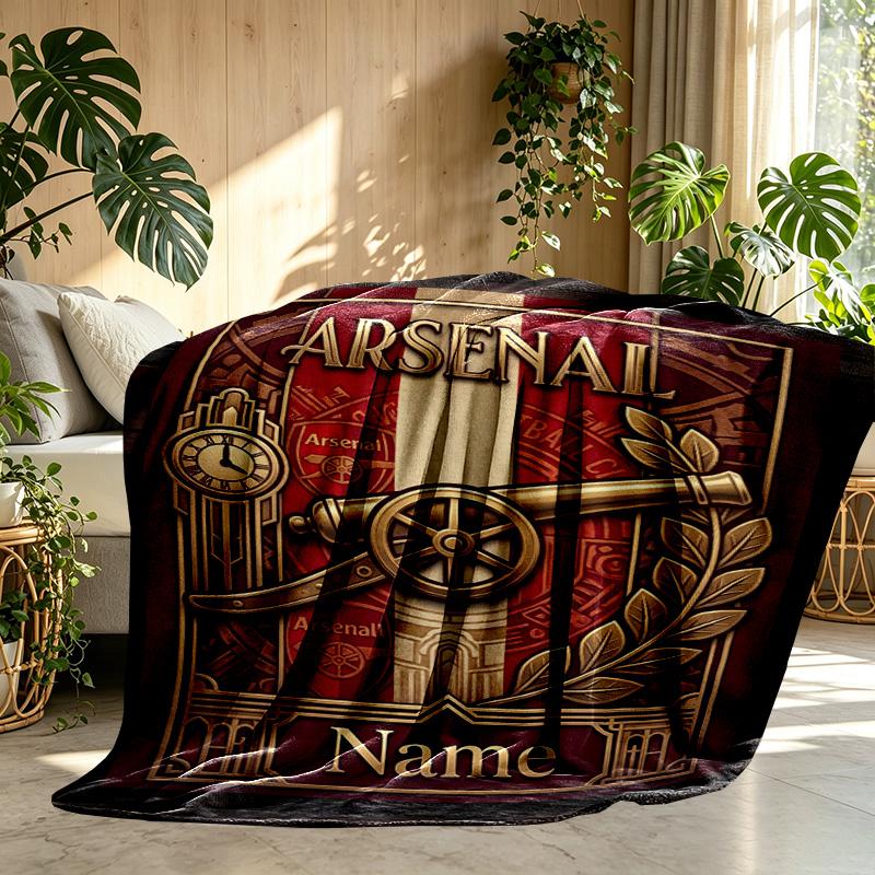 Custom Name Personalized Arsenal F.C Print Blanket, Home Decor, Bedroom, Sofa, Camping, Couch, Gifts for Birthday Christmas