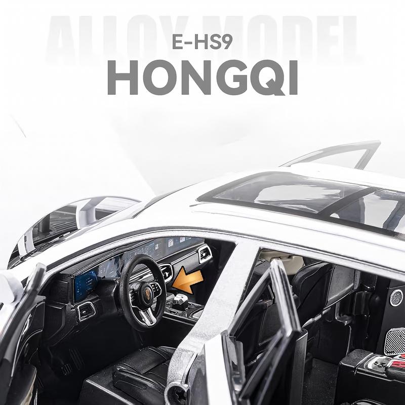 1/24 HongQi EHS9 SUV Alloy Diecasts & Toy Vehicles Metal Toy Car Model Sound and Light Pull Back Collection Kids Toy