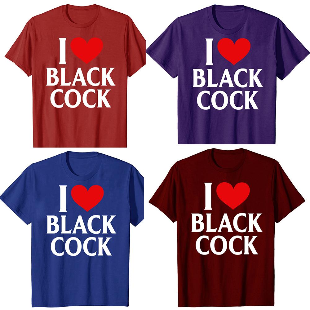 Смешная футболка I Love Black Cock Красное Сердце Летняя Мужская Одежда Модные Футболки Хлопок Короткий Рукав Оверсайз Свободная Футболка Топы