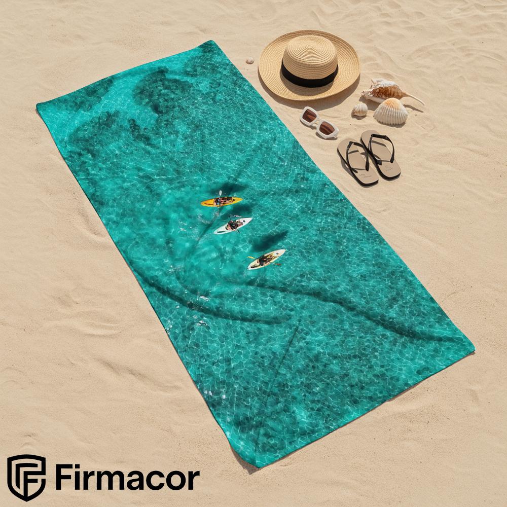 Turquoise Ocean Kayak Cartoon Anime Beach Towel Microfiber Quick Dry Super Absorbent Soft Bath Towel for Kids Adults Travel