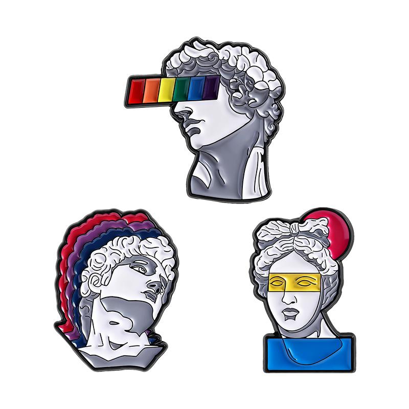 Art Sculpture Head Enamel Pins Custom Creative Celebrity Brooches Lapel Badges Clothes Funny Jewelry Gift for Friends