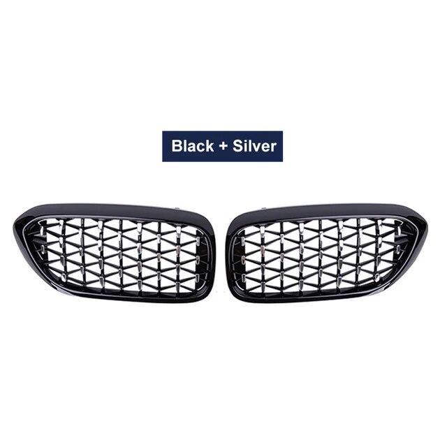 2PCS Car Racing Grill Meteor Diamond Star Style Front Kidney Grille Bumper For BMW 5 Series G30 G31 G38 520i 530i 540i 2018