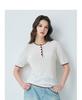 Containing mulberry silk, spring and summer new round neck fashionable contrasting short sleeved comfortable and versatile knitted T-shirt for women