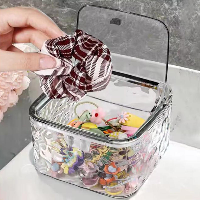 Hair Accessory Storage Box Desktop Girl Hair Clip Hair Ring Hair Clip Rubber Band Transparent Acrylic Sorting Box Storage Basket