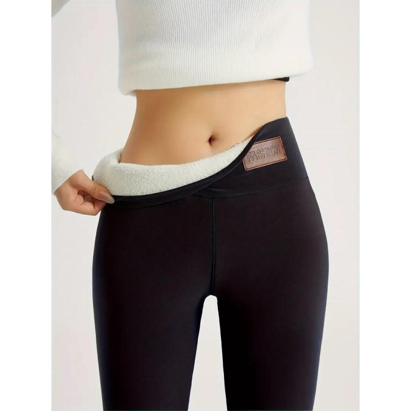 Womens High Waist Slim Fit Sports Leggings Thick Solid Color Yoga Pants Elastic Casual Base Layer