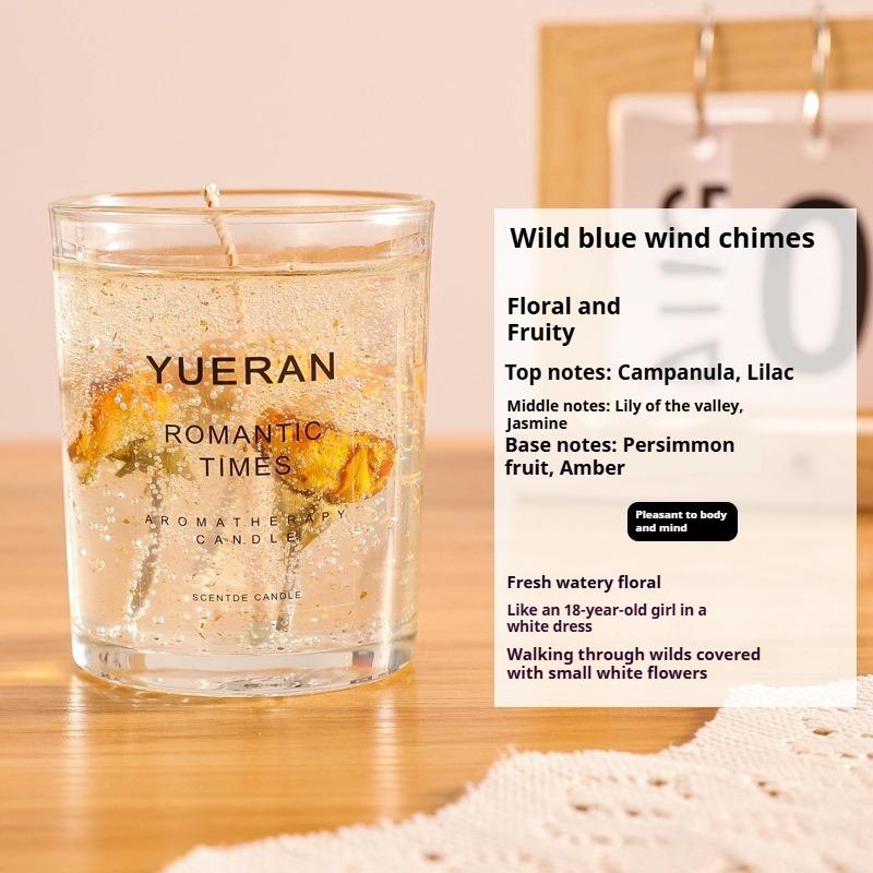 Свеча с ароматом желе из настоящих цветов, цветочная свеча в стеклянном стакане, ароматизатор для спальни, украшение, подарок