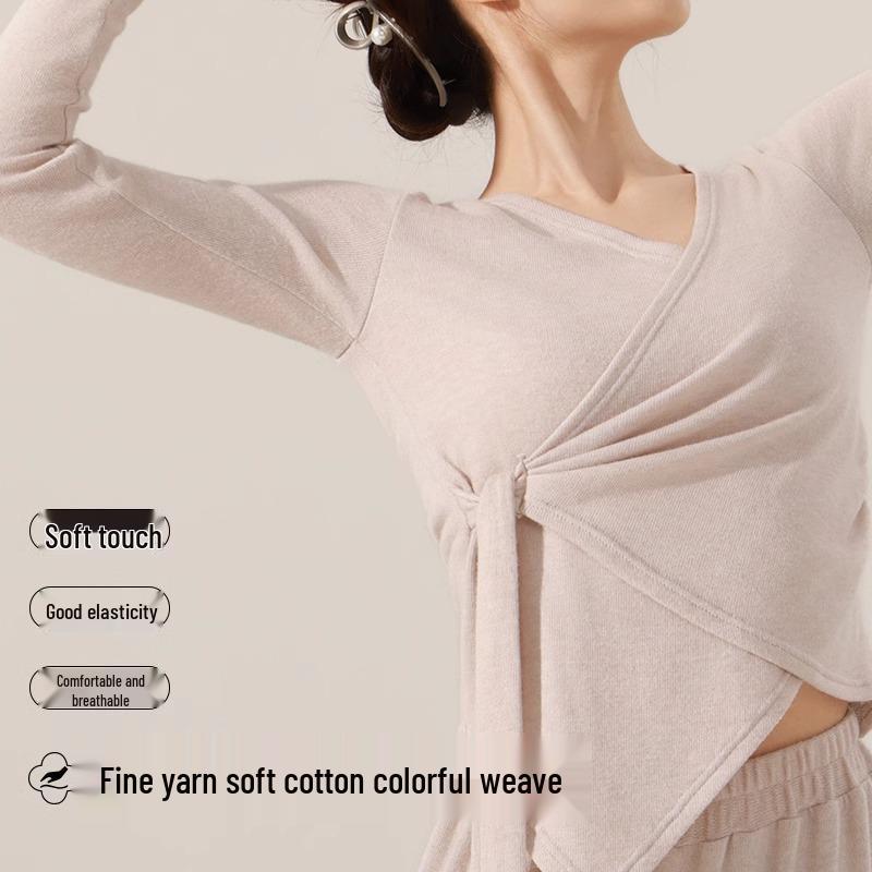 Женский топ с длинным рукавом для современных танцев для тренировок и повседневной носки