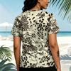 Women's Leopard Print Basic Short Sleeve Top, Relaxed Fit Soft Comfy Versatile Casual Top for Daily Outings, Vacation & Park Walks