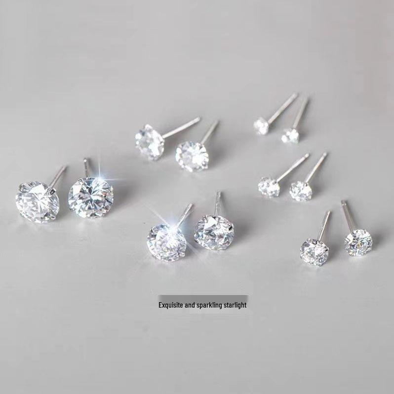 Универсальные серьги-гвоздики из стерлингового серебра 925 пробы с цирконами