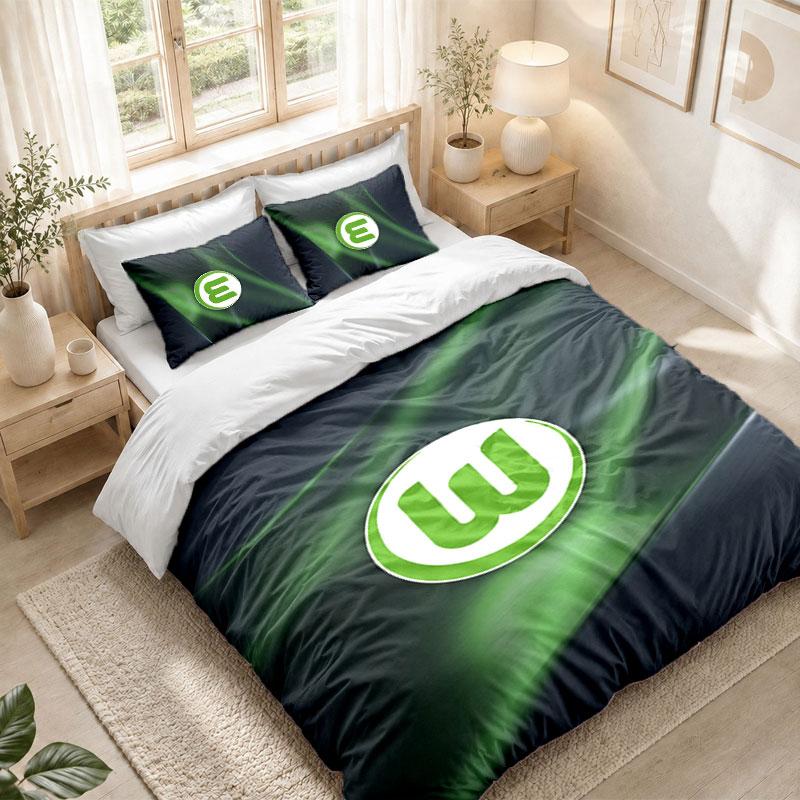 Bedding Set 1 Duvet Cover 2 Pillowcases VfL Wolfsburg FC Print Bedroom Home Decoration
