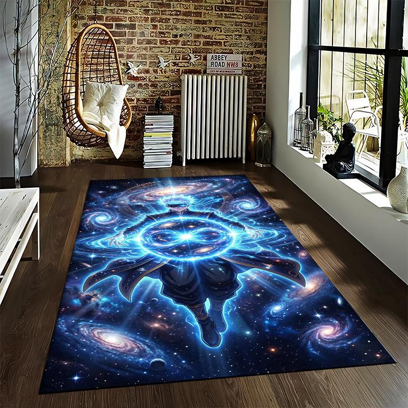 "Galaxy Theme Anime Style Carpet with Energy Sphere and Cosmic Design" Suitable for use as an anti-slip for living room bedroom sofas