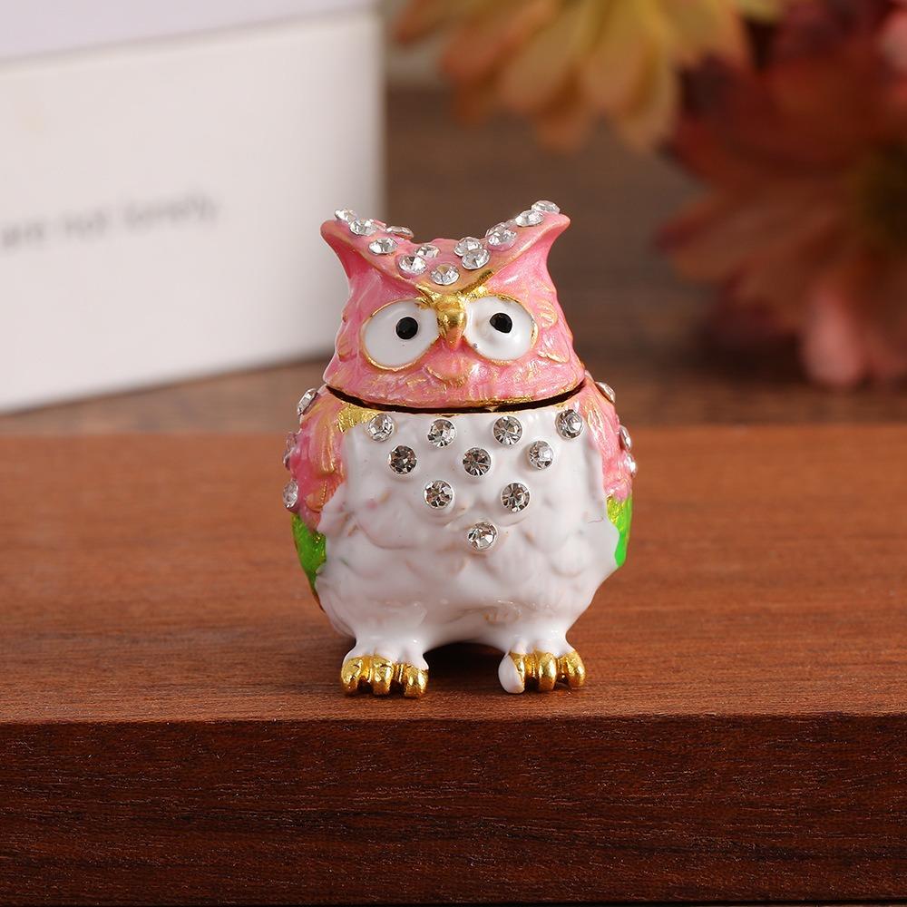 Zinc Zinc Zinc Alloy Enamel Jewelry Box Home Decor Owl Animal Ornaments Owl Storage Box Small Valuables