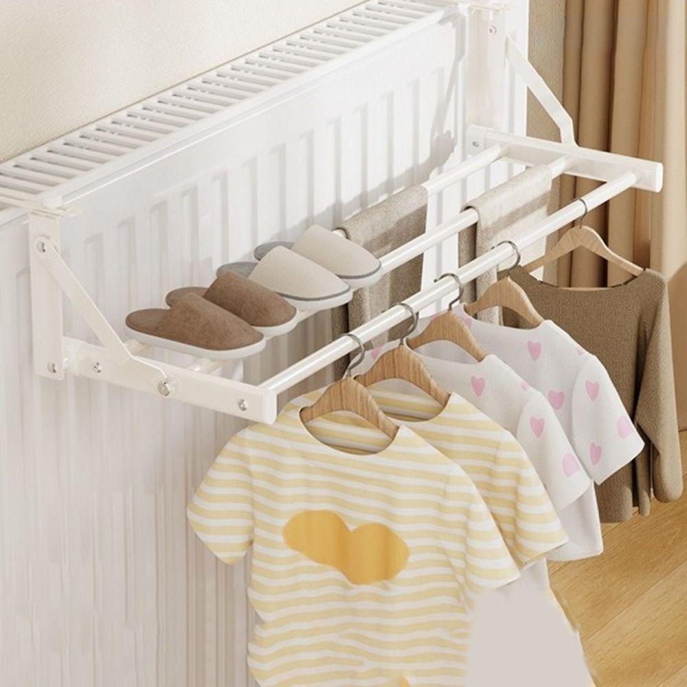 Сушилка для радиатора из углеродистой стали Настенная складная выдвижная вешалка для одежды на радиатор Экономия места Вешалки для одежды Прачечная