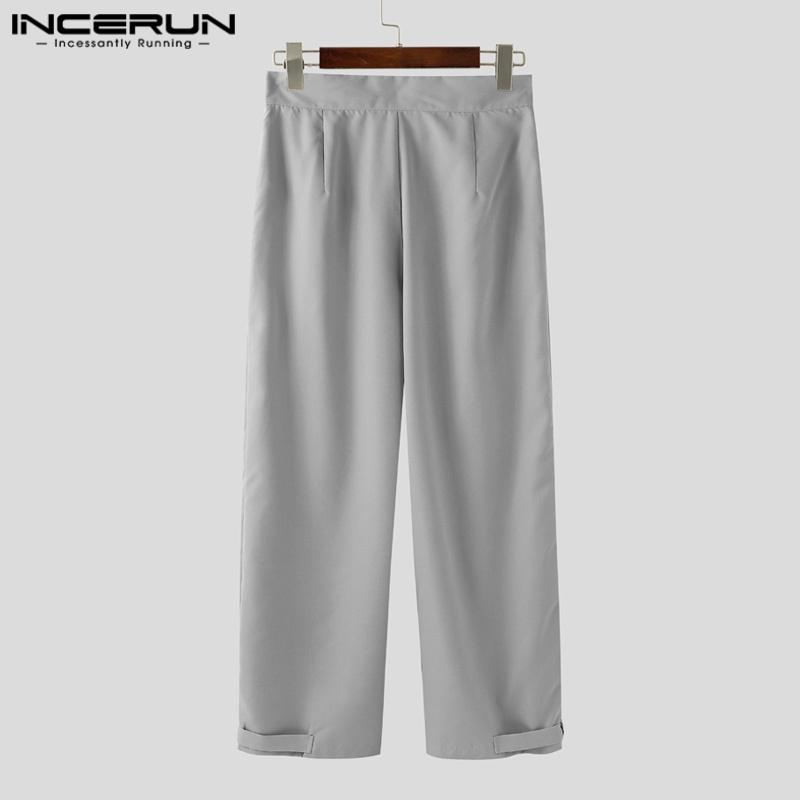 INCERUN 2PCS Men Outfits Lapel Neck Short Sleeve Buttons Shirt Long Straight Pants Sets