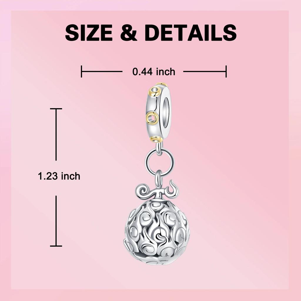 Брелоки One Piece Burn The Fruit для браслета Original Charms Медная работа Красивая бусина-шарм для женских украшений Тики