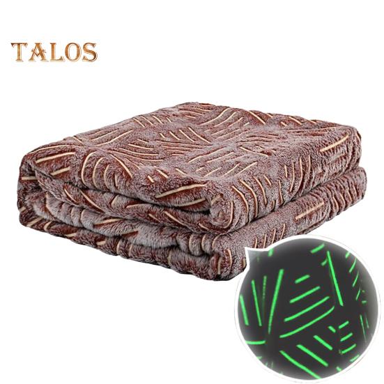 Double Sided Flannel Luminous Blanket Star Moon Dinosaur Graphics Glow-in-the-Dark Blanket Thermal Blanket for Kids Bed Stroller Car or Couch