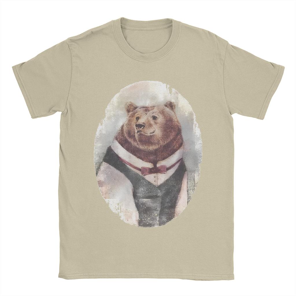 Мужская женская футболка Gentleman B-Bear, хлопковая футболка с принтом, мультяшная верхняя одежда